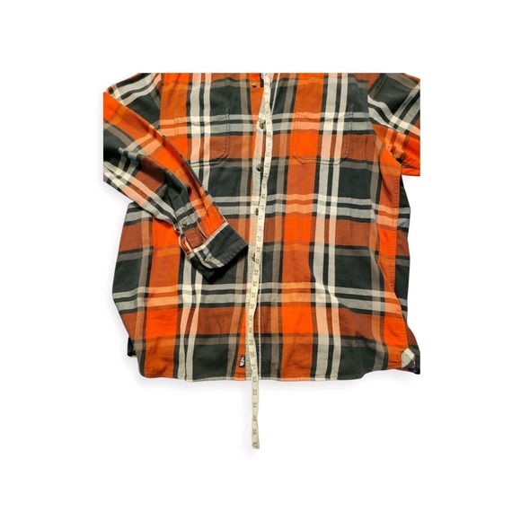 The North Face Y2K Shirt Mens XL Orange/Grey Plaid Long Sleeve Button-Down - Picture 10 of 16